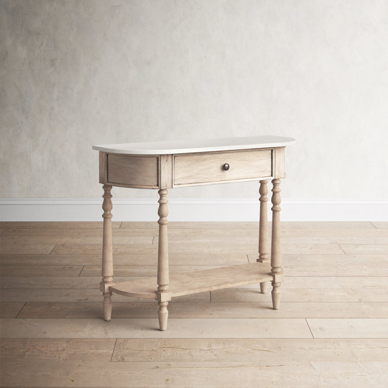 Umber Elegance Marble-Top Console Table with Storage