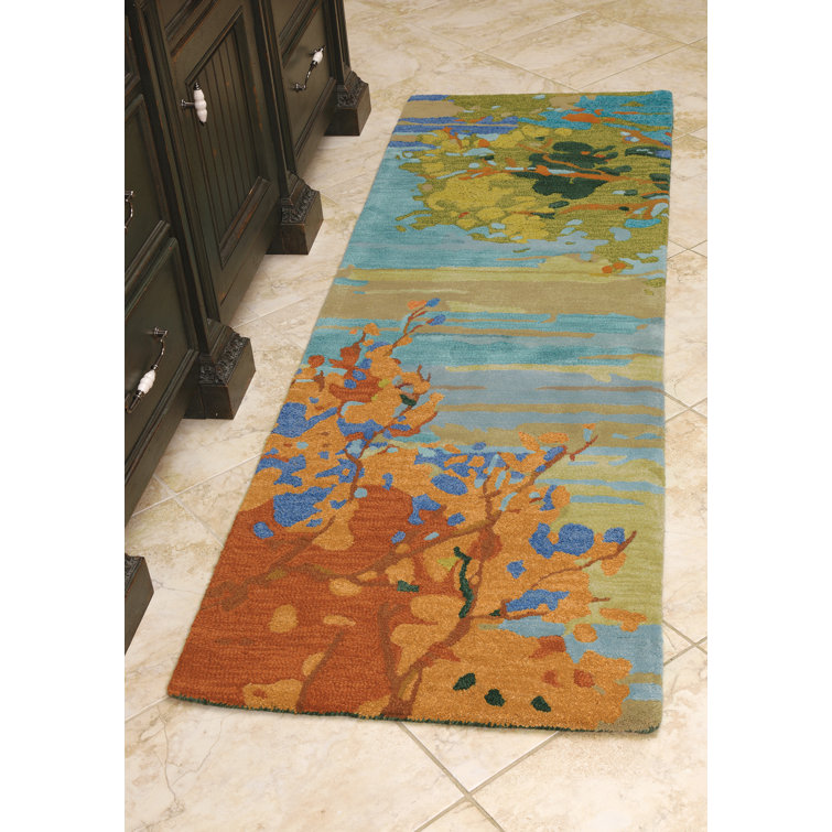 Soothing Sky Hand-Tufted Wool Area Rug in Teal, Yellow, and Blue - 5' x 8'