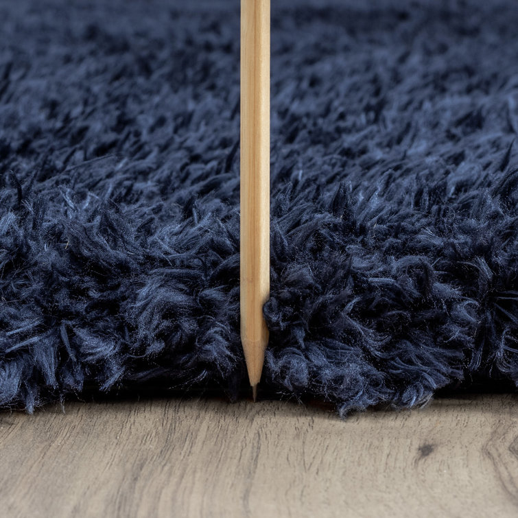 Navy Blue 5x8 Synthetic Shag Rectangular Rug