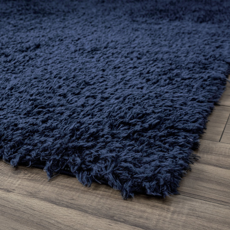Navy Blue 5x8 Synthetic Shag Rectangular Rug