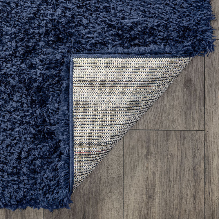 Navy Blue 5x8 Synthetic Shag Rectangular Rug