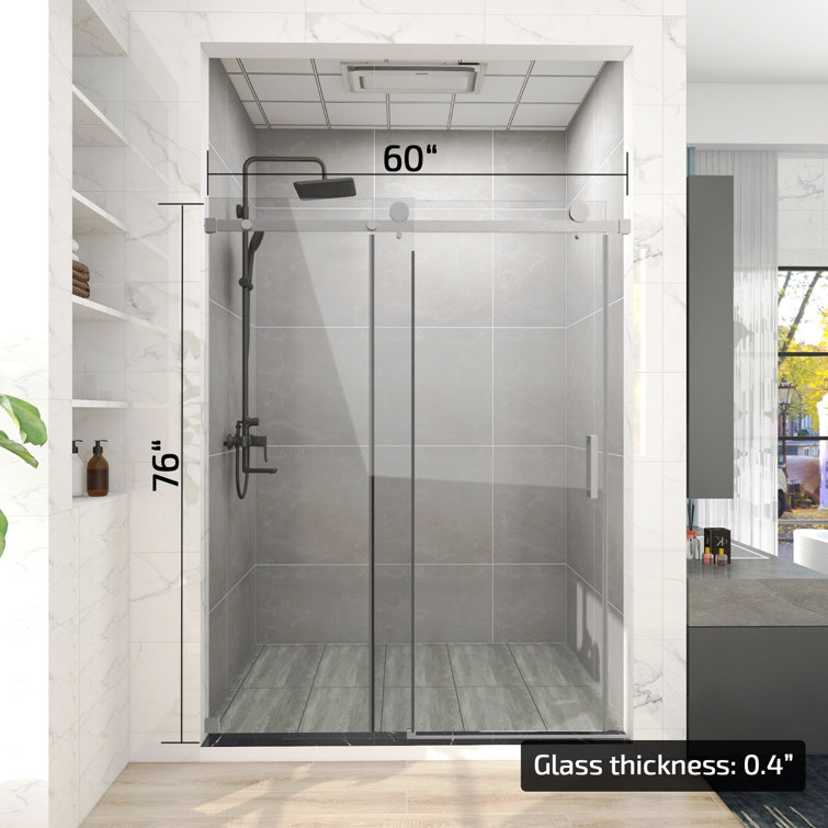 60'' Brushed Nickel Frameless Sliding Shower Enclosure