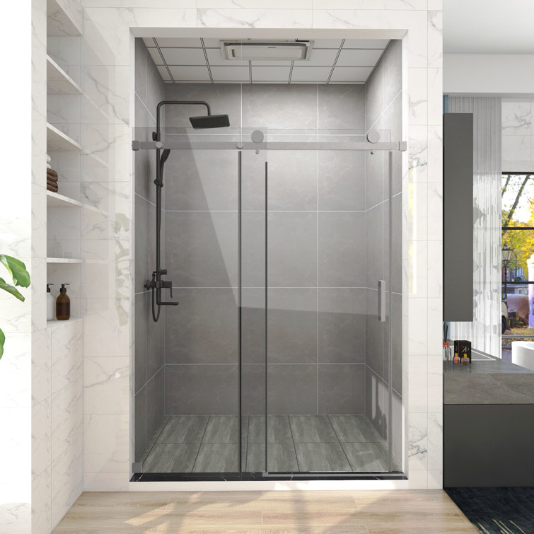 60'' Brushed Nickel Frameless Sliding Shower Enclosure