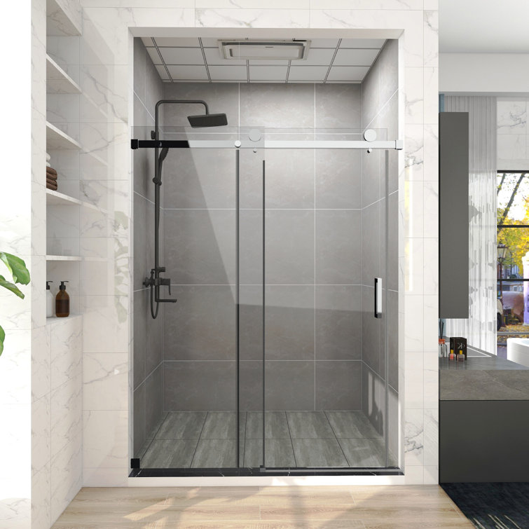 60'' W 76'' H Chrome Frameless Sliding Shower Enclosure