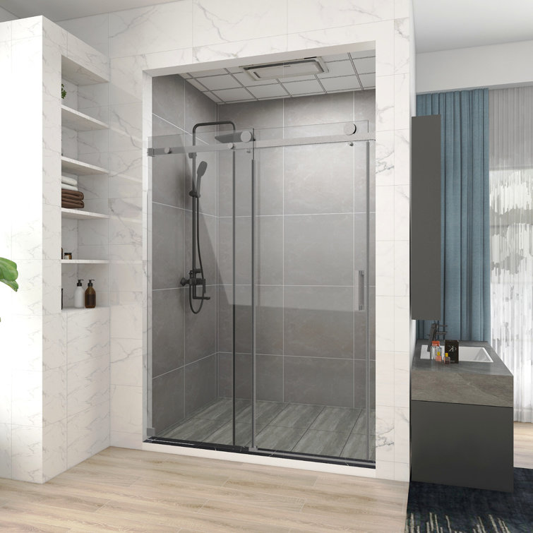 60'' Brushed Nickel Frameless Sliding Shower Enclosure