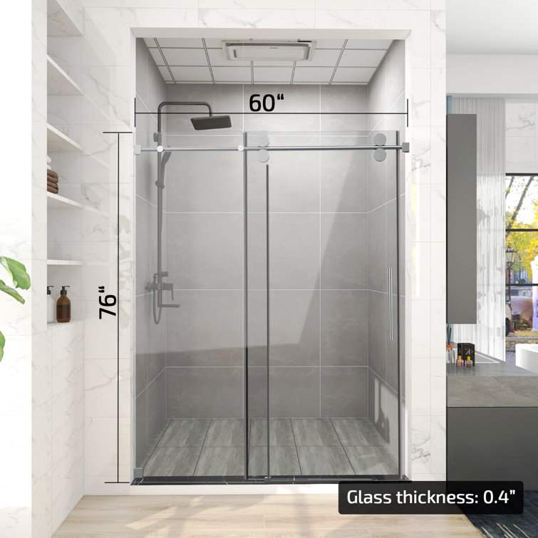 60'' Chrome Frameless Sliding Shower Enclosure