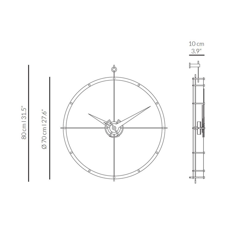 Polished Brass and Walnut Silent Wall Clock