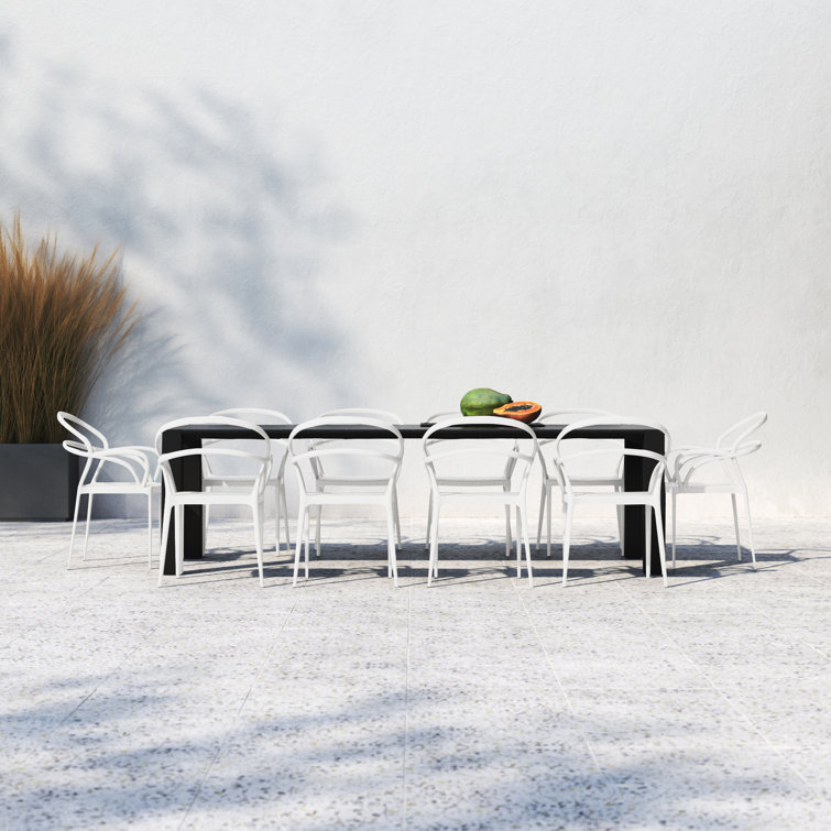 Mila White Extendable 10-Person Outdoor Dining Set