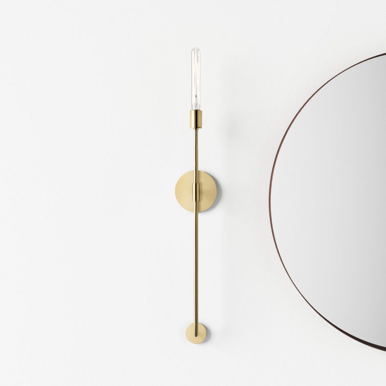 Aged Brass Slim Dimmable Wall Sconce with Stainless Steel