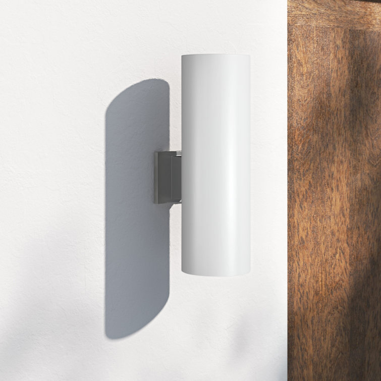 White Cylinder Modern Bronze Dimmable Wall Sconce