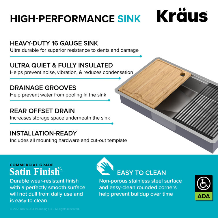 Kore 32" Stainless Steel Drop-in Single Bowl Kitchen Sink with Accessories