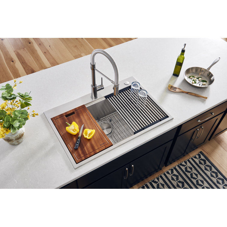Ruvati 34" Stainless Steel Single Bowl Workstation Kitchen Sink