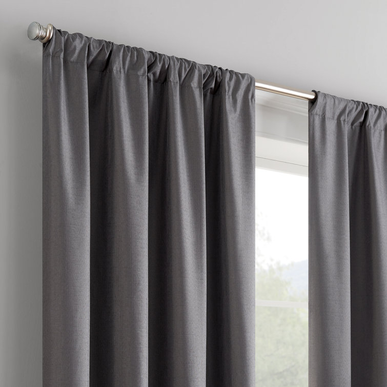 Charcoal Blackout Rod Pocket Window Curtain Panel