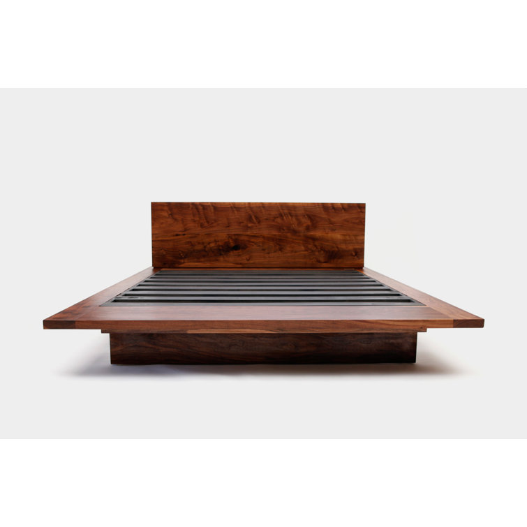 ARTLESS King Size Wood Frame Platform Bed with Bookcase