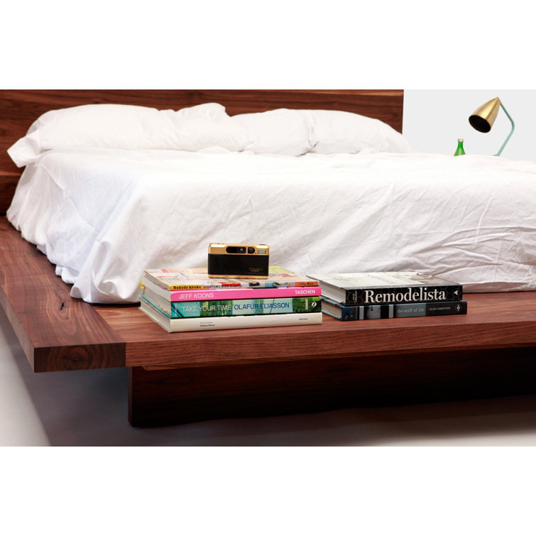 ARTLESS King Size Wood Frame Platform Bed with Bookcase