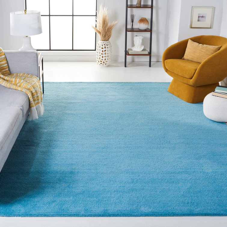 Turquoise Handmade Wool 9' x 12' Tufted Area Rug