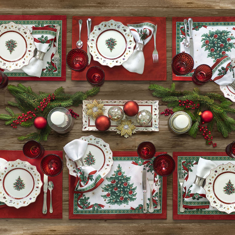 Christmas Holiday Red and Green Fabric Placemats Set of 4
