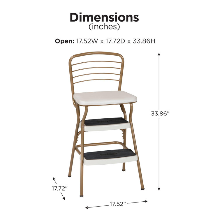 Gold and Cream Steel Foldable 2-Step Chair