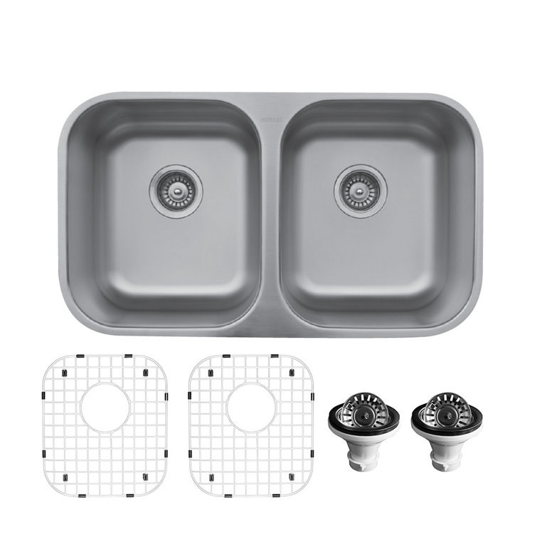31.5'' Stainless Steel Double Bowl Undermount Kitchen Sink