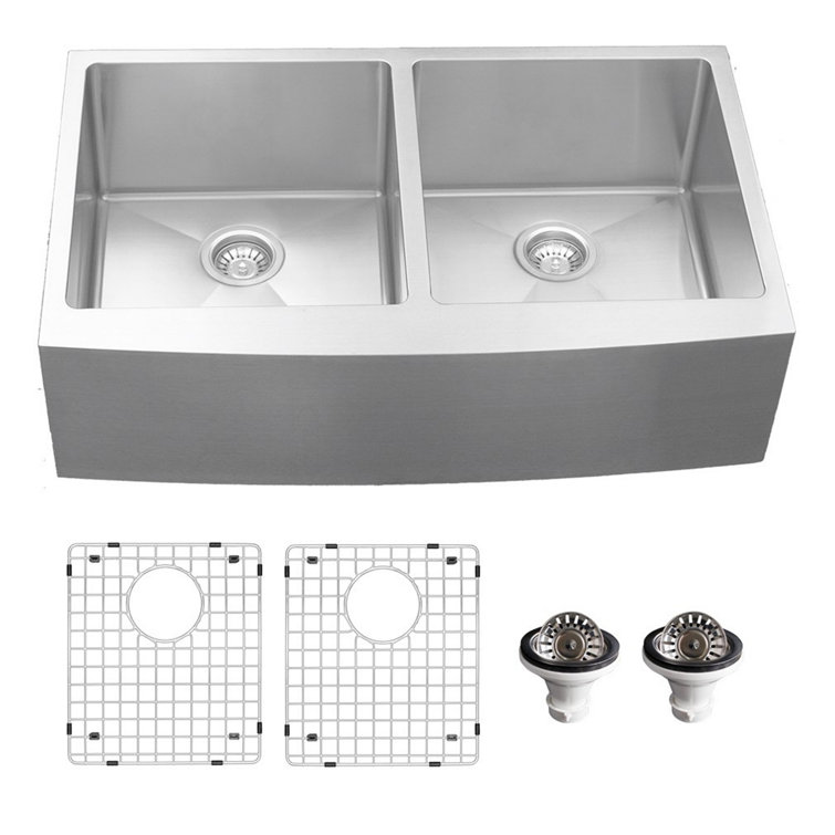 Stainless Steel 36'' Double Bowl Farmhouse Kitchen Sink