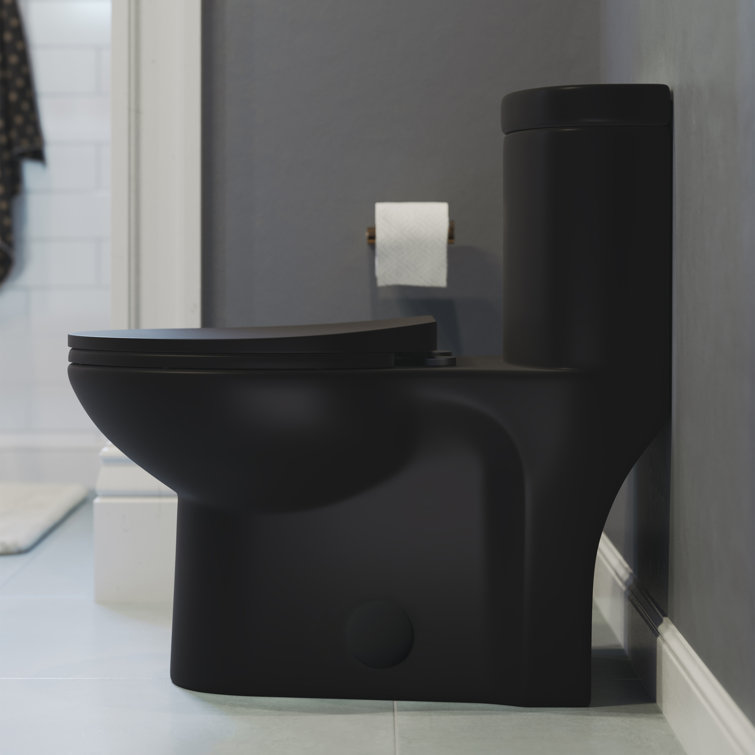 Sublime Matte Black Ceramic One-Piece Elongated Toilet