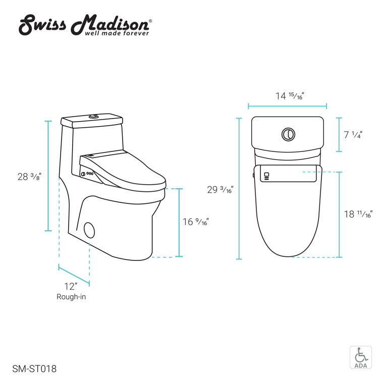 White Glossy Elongated Free Standing Dual Flush Toilet