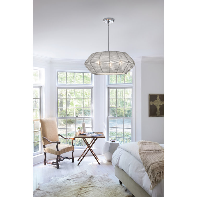 Luca Exotic Edge 7-Light Large Drum LED Chandelier with Black Camel Rattan Shade