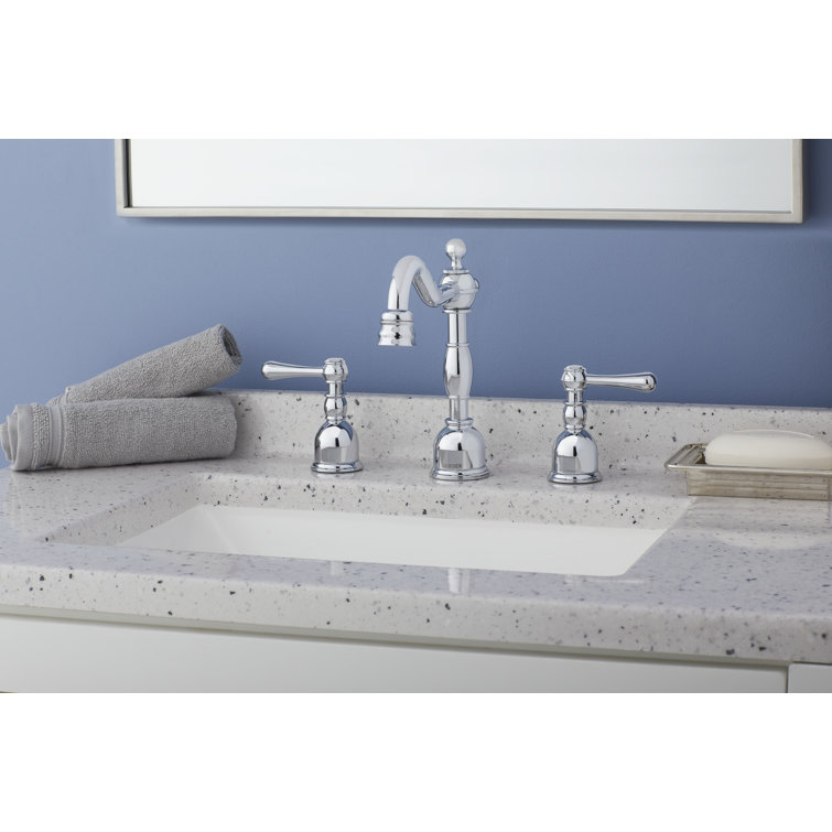 Chrome Brass Widespread Bathroom Faucet with Drain Assembly