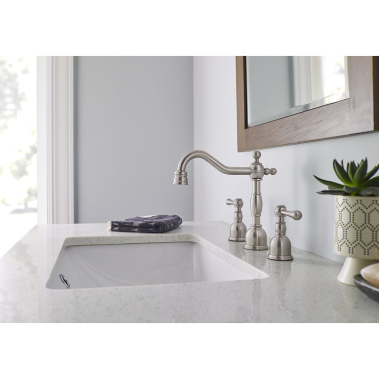 Sleek 7.5" Brushed Nickel Modern Widespread Bathroom Faucet