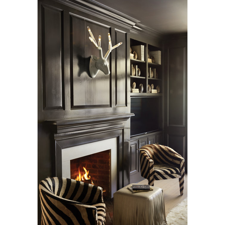Chalk White 6-Light Dimmable Deer Sconce with Removable Cord