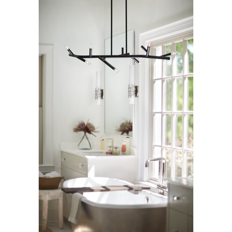 Twiggy Black Steel 8-Light Linear Chandelier