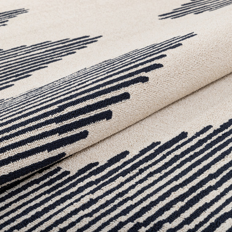 Ivory Geometric Flatweave Synthetic 5' x 7' Area Rug