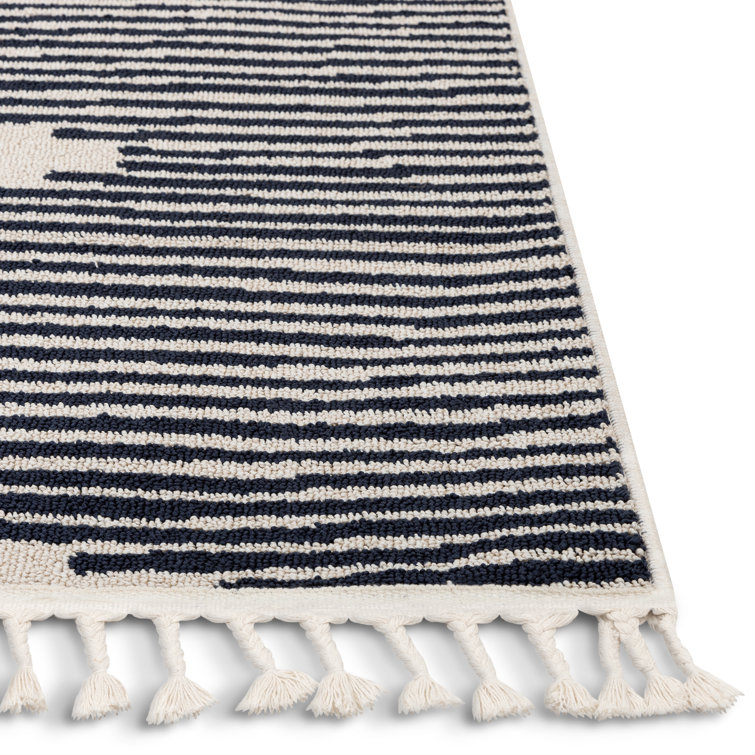 Ivory Geometric Flatweave Synthetic 5' x 7' Area Rug