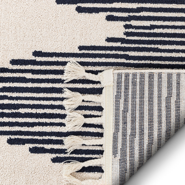 Ivory Geometric Flatweave Synthetic 5' x 7' Area Rug
