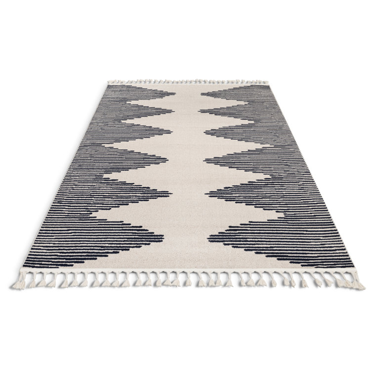 Ivory Geometric Flatweave Synthetic 5' x 7' Area Rug