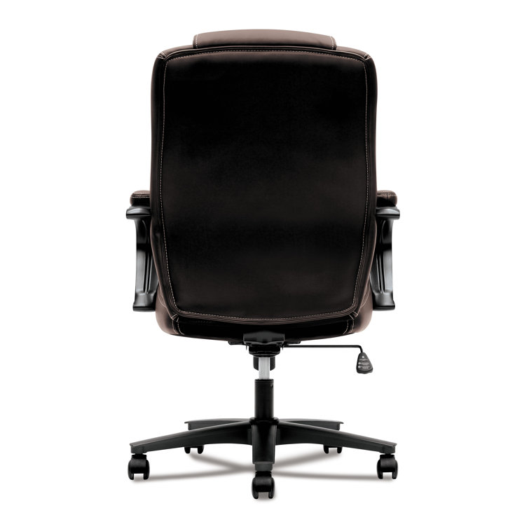 Luxurious Brown Vinyl High-Back Executive Swivel Chair with Lumbar Support
