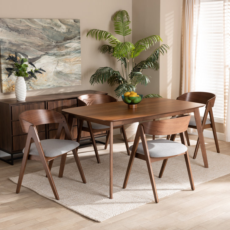 Danton Mid-Century 5-Piece Walnut Brown & Gray Dining Set
