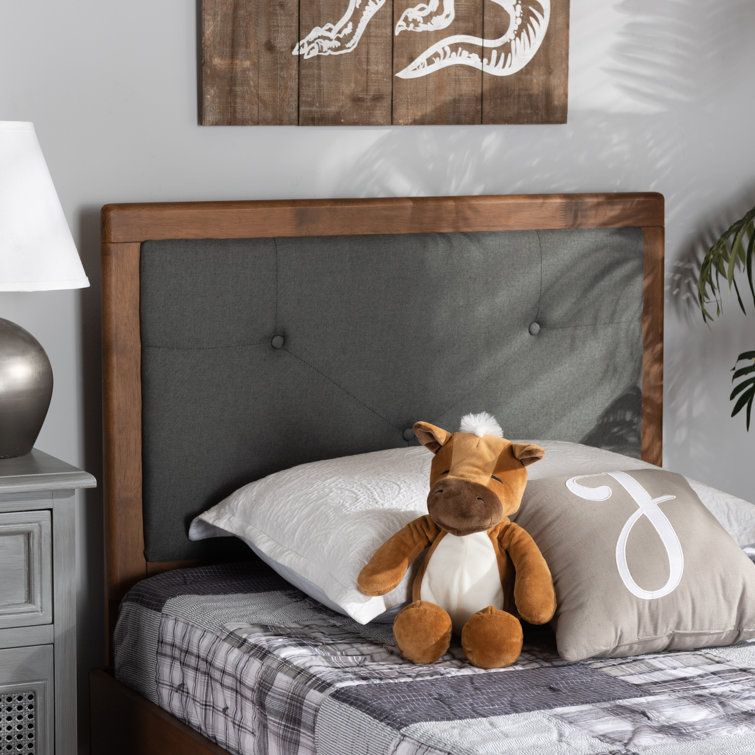 Dark Gray Twin Upholstered Tufted Wood Headboard