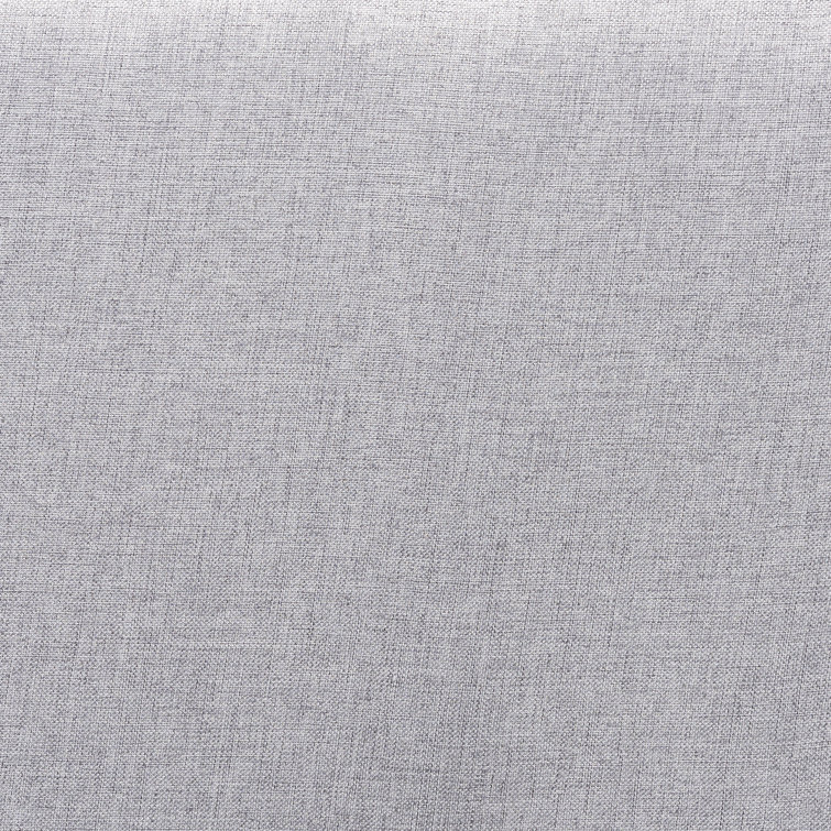 Light Gray Upholstered Twin Headboard with Walnut Wood Frame