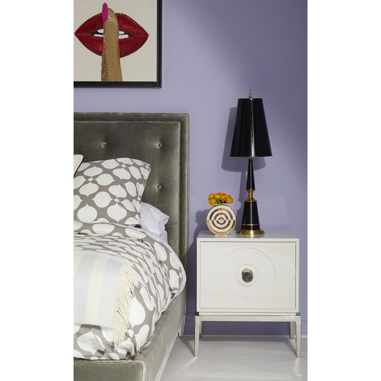 White Lacquer and Polished Nickel End Table