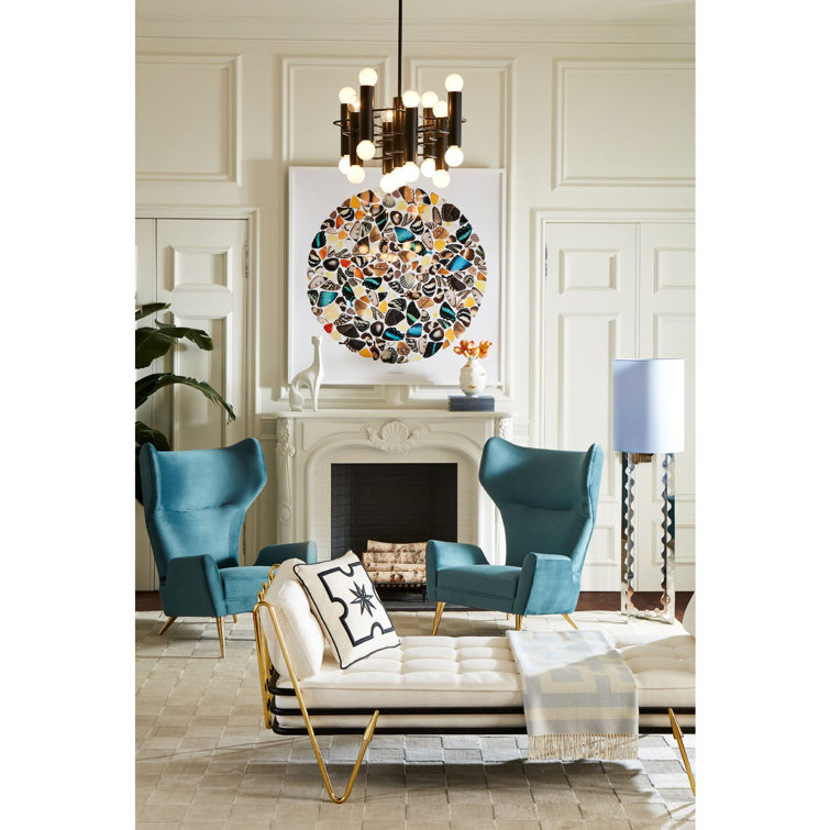 Maxime Polished Brass Daybed with Palermo Dove Upholstery
