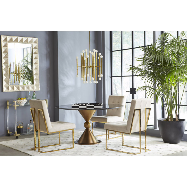 Handcrafted Jacques Acrylic and Brass Bar Cart with Glass Shelves