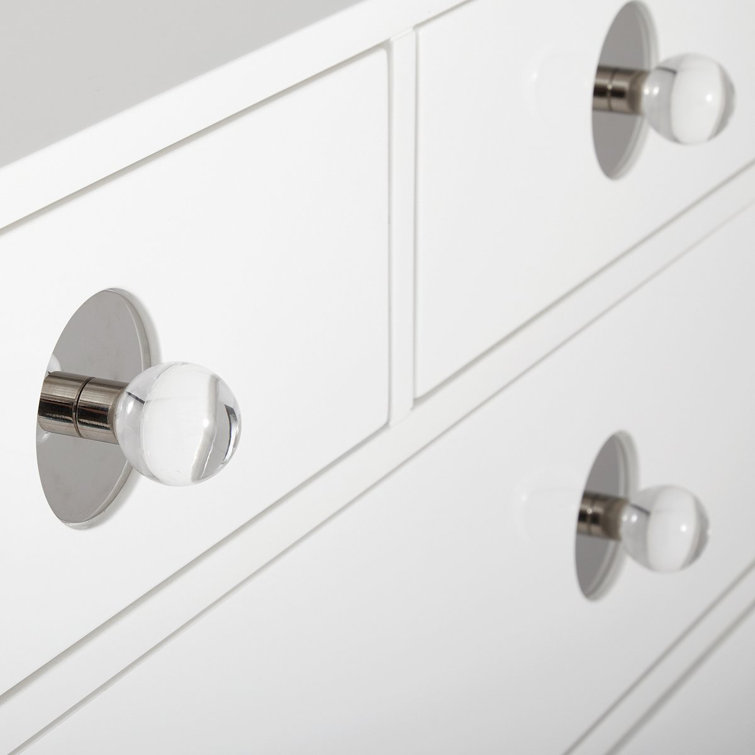 White Polished Nickel 6-Drawer Tall Chest with Soft Close