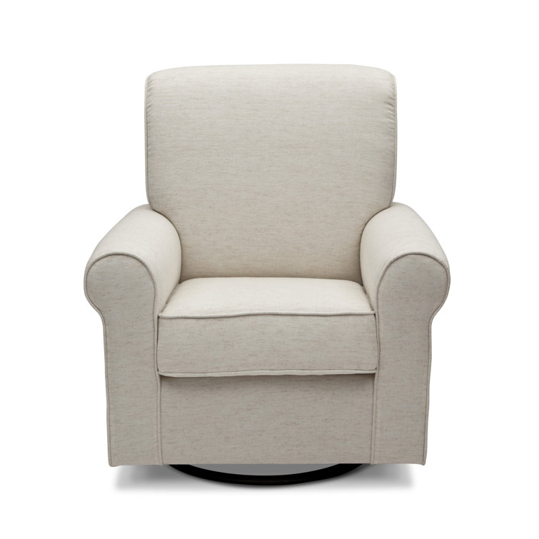 Sand Upholstered Swivel Glider with Wood Frame
