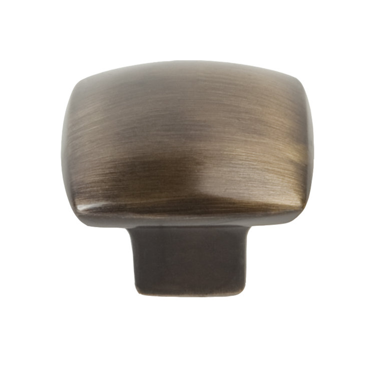 Vintage Brass Square Cabinet Knob with Mounting Hardware