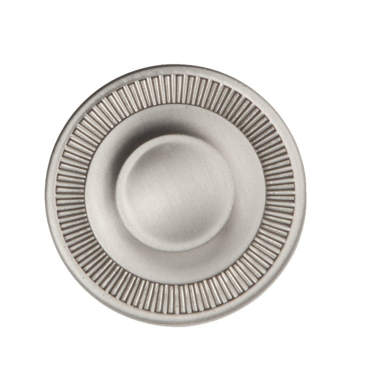 Satin Nickel Round Cabinet Knob with Coin Edge Design