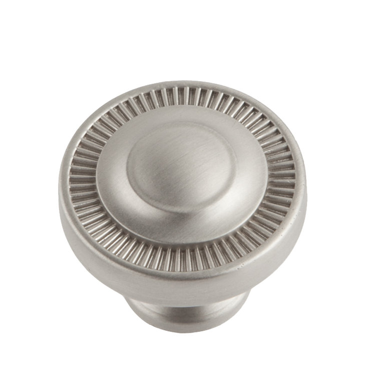 Satin Nickel Round Cabinet Knob with Brushed Finish