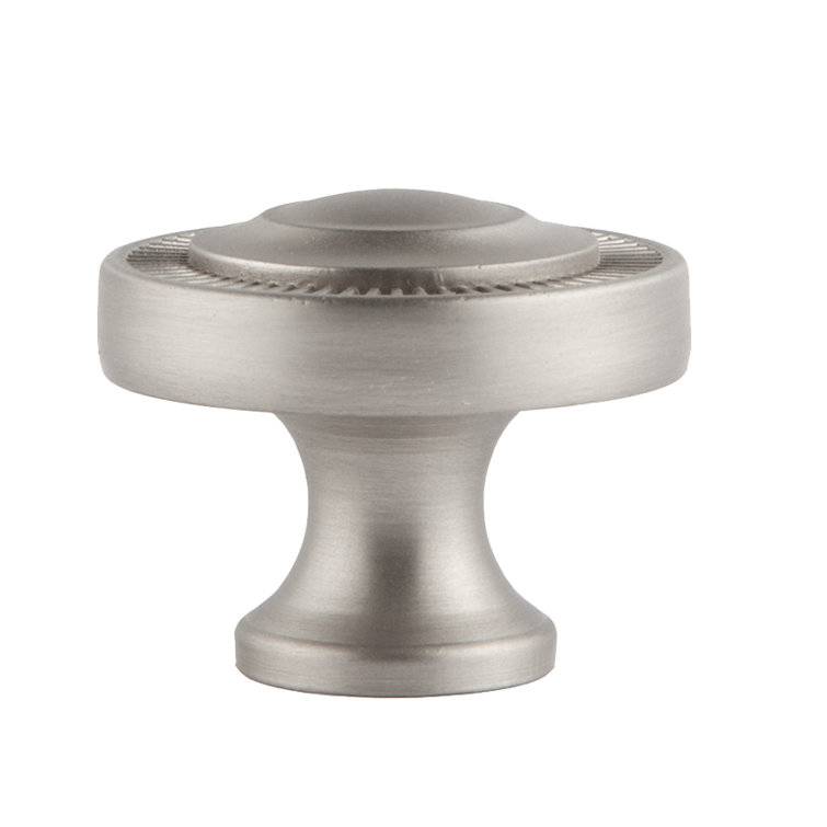Satin Nickel Round Cabinet Knob with Coin Edge Design