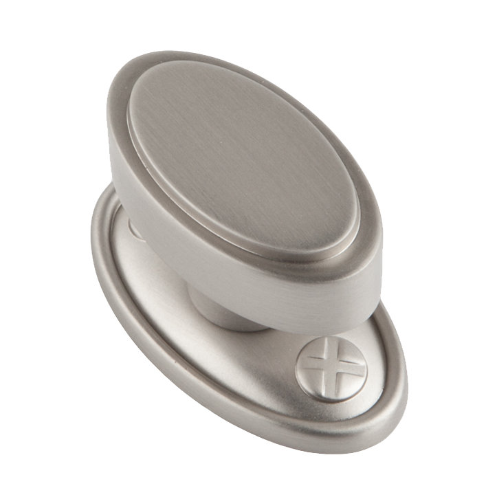 Polished Nickel Oval Cabinet Knob with Mounting Hardware