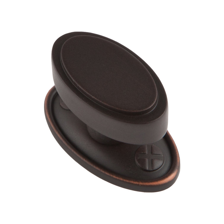 Oval Oil-Rubbed Bronze Modern Cabinet Knob with Mounting Hardware